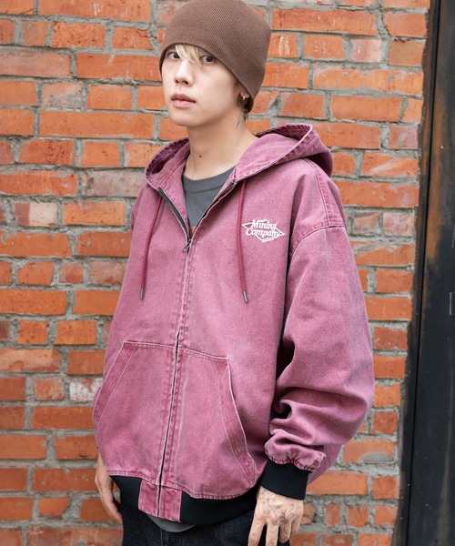 WEGO（ウィゴー）の「WEGO/ワーカーズフードブルゾン（デニムジャケット・メンズ・ワイン/スカイブルー/ブラック/ブラック系3・LARGE/MEDIUM）」の16枚目の写真