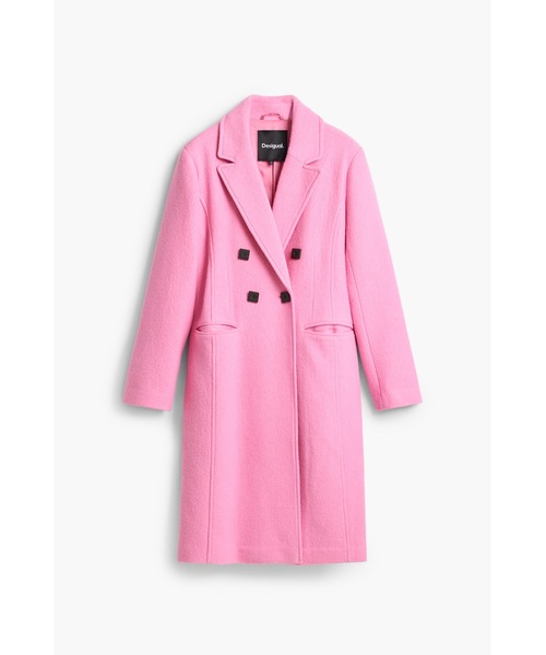 セール】ダブルブレストロングコート ピンク（チェスターコート