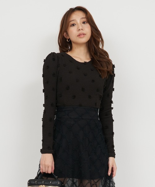 ROYAL PARTY(ロイヤルパーティー)の「ポコポコトップス(Tシャツ/カットソー・レディース・ブラウン/オフホワイト/ブラック・FREE)」の4枚目の写真