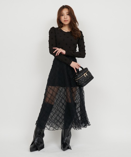ROYAL PARTY(ロイヤルパーティー)の「ポコポコトップス(Tシャツ/カットソー・レディース・ブラウン/オフホワイト/ブラック・FREE)」の12枚目の写真