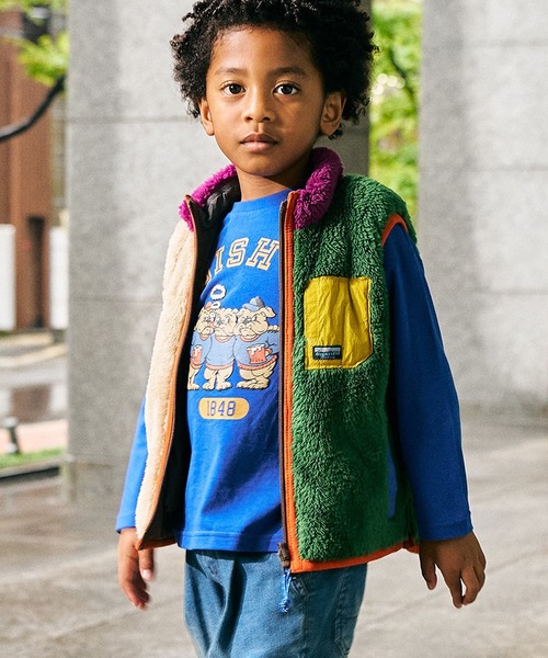 F.O.KIDS（エフオーキッズ）の「F.O.KIDS/エフオーキッズ リバーシブルボアベスト（ベスト・キッズ・アイボリー/チャコール/レインボー/レッド・130/120/140）」の4枚目の写真