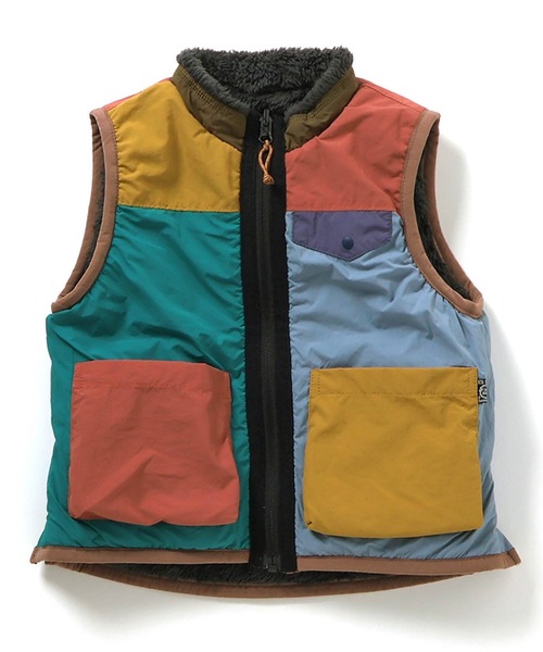 F.O.KIDS（エフオーキッズ）の「F.O.KIDS/エフオーキッズ リバーシブルボアベスト（ベスト・キッズ・アイボリー/チャコール/レインボー/レッド・130/120/140）」の6枚目の写真