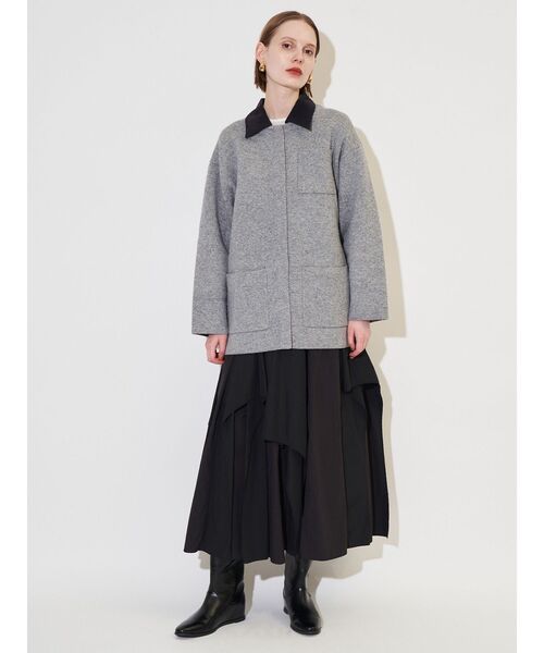 ⭐️完売品⭐️ELLIE ジャケット　GRAY セール】バイカラーニットジャケット（ブルゾン）｜ELENDEEK（エレン