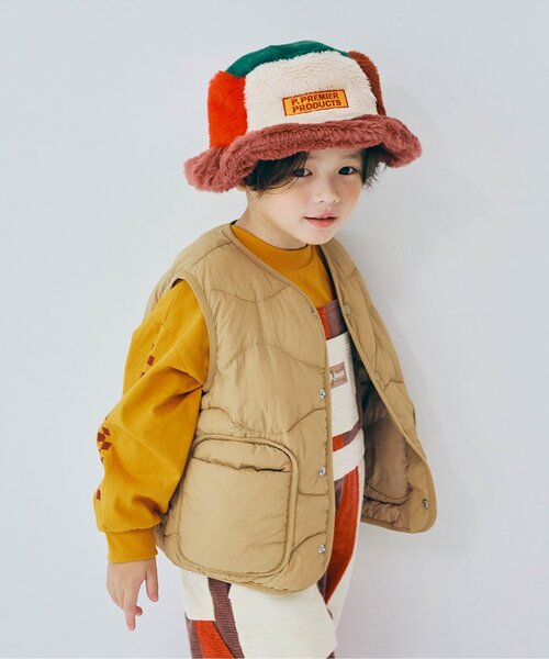 p.premier（ピードットプルミエ）の「【ジュニア対応】ほわほわ中綿のライトキルティングベスト（ベスト・キッズ・ベージュ/ピンク/ブラック/カーキ・80/90/100/110/120/130/140）」の3枚目の写真