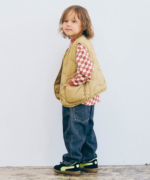 p.premier（ピードットプルミエ）の「【ジュニア対応】ほわほわ中綿のライトキルティングベスト（ベスト・キッズ・ベージュ/ピンク/ブラック/カーキ・80/90/100/110/120/130/140）」の14枚目の写真