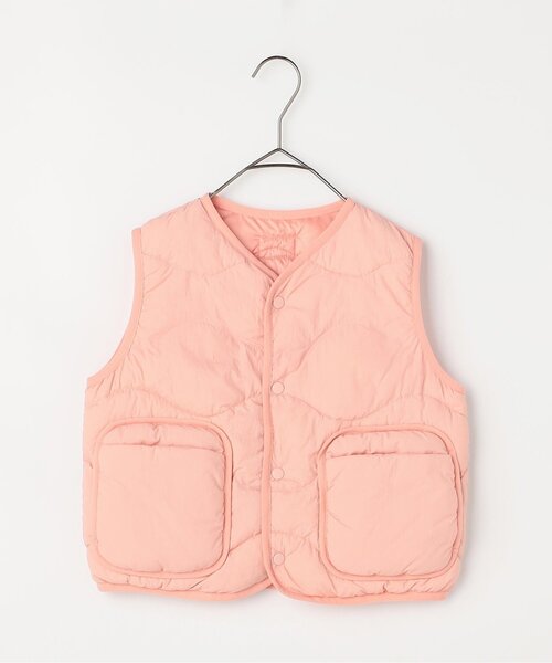 p.premier（ピードットプルミエ）の「【ジュニア対応】ほわほわ中綿のライトキルティングベスト（ベスト・キッズ・ベージュ/ピンク/ブラック/カーキ・80/90/100/110/120/130/140）」の5枚目の写真