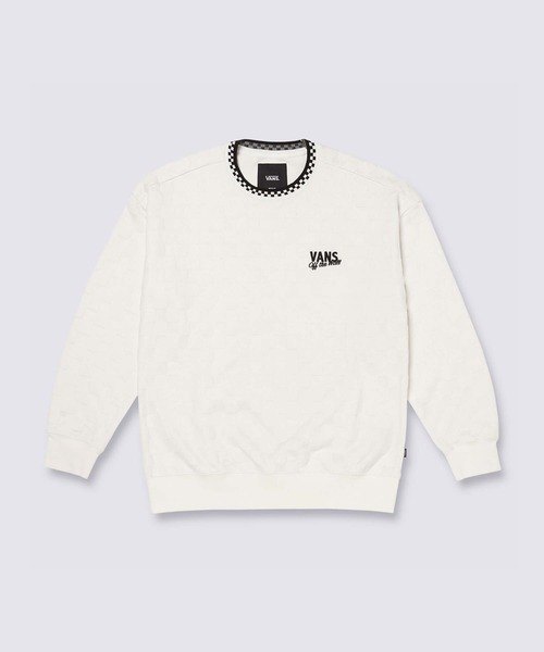 VANS(バンズ)の「ジャガードチェッカー クルートップ / JACQUARD CHECKER CREW marshmal VN000KC6FS81(スウェット・メンズ・オフホワイト・LARGE/MEDIUM/X-LARGE/XX-LARGE)」の1枚目の写真