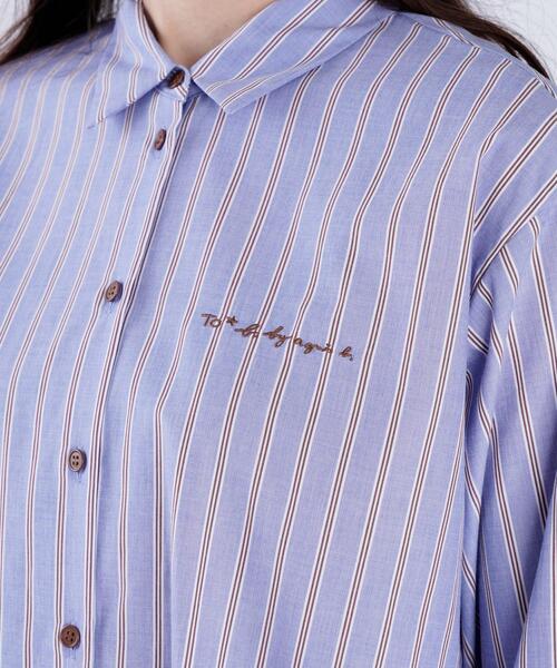 To b. by agnes b.（トゥービーバイアニエスベー）の「ストライプ コットン ロングスリーブ シャツ（シャツ/ブラウス・レディース・ブルー・36/38/40）」の6枚目の写真