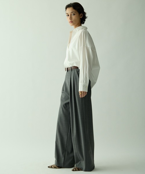 Drawing Numbers(ドローイング ナンバーズ)の「【Drawing Numbers】スキッパーロングスリーブシャツ(シャツ/ブラウス・レディース・ベージュ/ホワイト・38)」の5枚目の写真