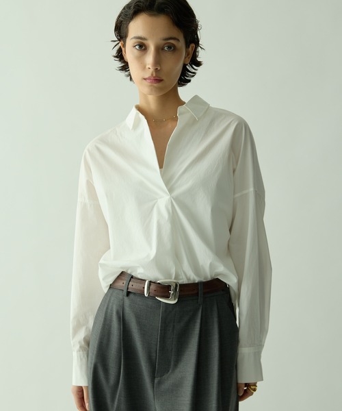 Drawing Numbers(ドローイング ナンバーズ)の「【Drawing Numbers】スキッパーロングスリーブシャツ(シャツ/ブラウス・レディース・ベージュ/ホワイト・38)」の3枚目の写真