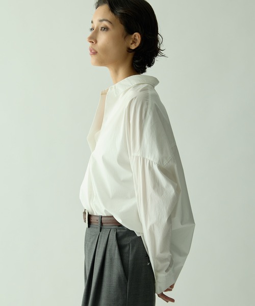 2025美品★ドローイングナンバーズ　スキッパーロングスリーブシャツ　38 白 Drawing Numbers】スキッパーロングスリーブシャツ（シャツ