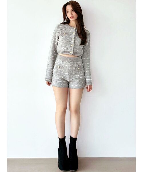 RESEXXY（リゼクシー）の「ツイードボーダーニットカーディガン【セットアップ着用可能】（カーディガン/ボレロ・レディース・グレー/ホワイト/ネイビー・FREE）」の8枚目の写真