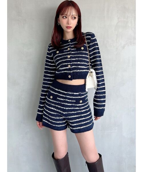 RESEXXY（リゼクシー）の「ツイードボーダーニットカーディガン【セットアップ着用可能】（カーディガン/ボレロ・レディース・グレー/ホワイト/ネイビー・FREE）」の17枚目の写真