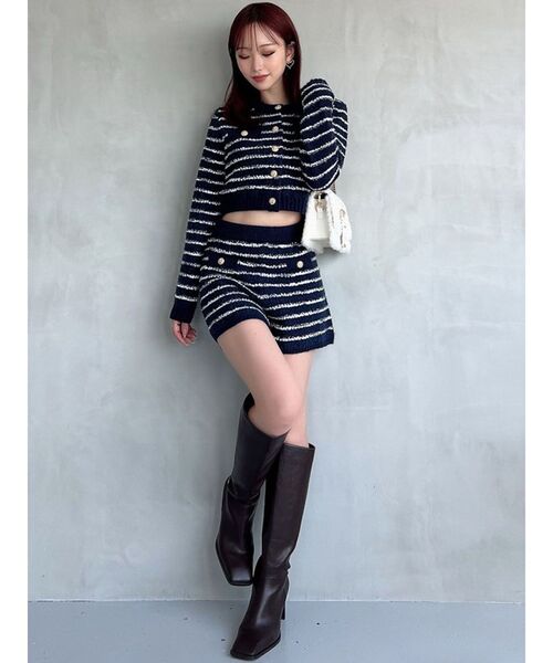 RESEXXY（リゼクシー）の「ツイードボーダーニットカーディガン【セットアップ着用可能】（カーディガン/ボレロ・レディース・グレー/ホワイト/ネイビー・FREE）」の19枚目の写真