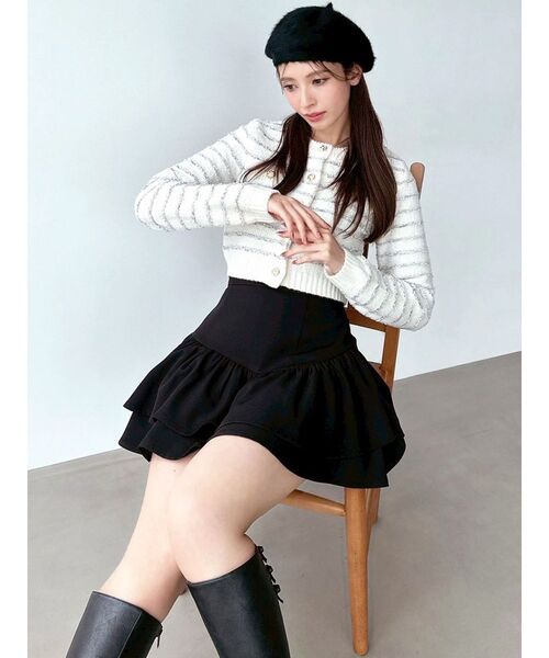 RESEXXY（リゼクシー）の「ツイードボーダーニットカーディガン【セットアップ着用可能】（カーディガン/ボレロ・レディース・グレー/ホワイト/ネイビー・FREE）」の20枚目の写真