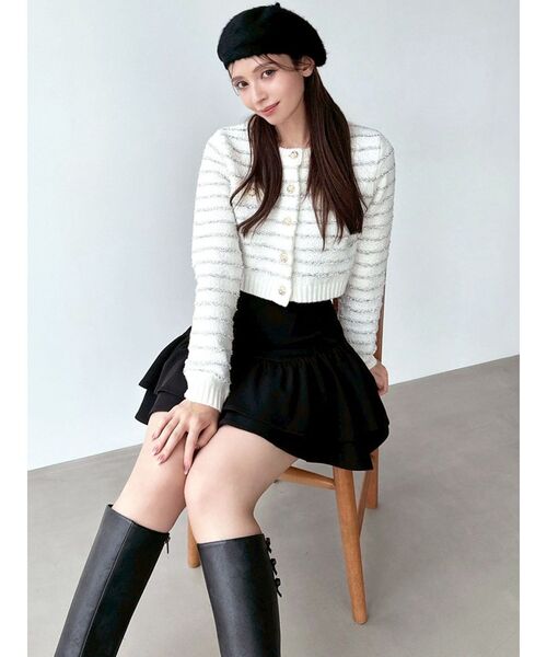 RESEXXY（リゼクシー）の「ツイードボーダーニットカーディガン【セットアップ着用可能】（カーディガン/ボレロ・レディース・グレー/ホワイト/ネイビー・FREE）」の21枚目の写真