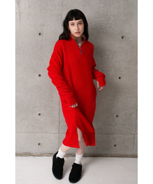 CAROUSE LAMBRA（ケラウズランブラ）の「LS HALF ZIP DRESS（ワンピース・レディース・グレー/ネイビー/レッド・FREE）」の3枚目の写真