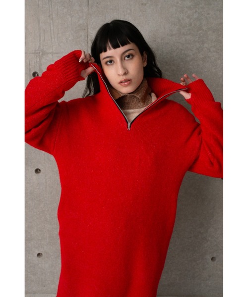 CAROUSE LAMBRA（ケラウズランブラ）の「LS HALF ZIP DRESS（ワンピース・レディース・グレー/ネイビー/レッド・FREE）」の4枚目の写真