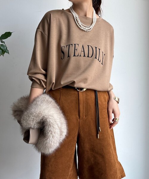 DouDou(ドゥドゥ)の「前後ロゴポンチョプルオーバー(Tシャツ/カットソー・レディース・ブラック/ベージュ/オフホワイト・FREE)」の9枚目の写真
