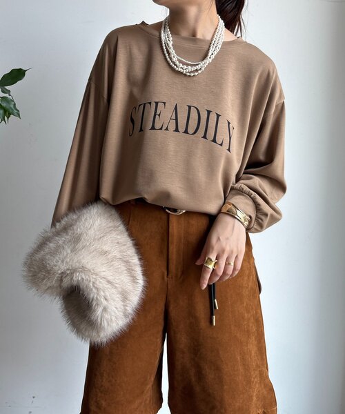 DouDou(ドゥドゥ)の「前後ロゴポンチョプルオーバー(Tシャツ/カットソー・レディース・ブラック/ベージュ/オフホワイト・FREE)」の10枚目の写真