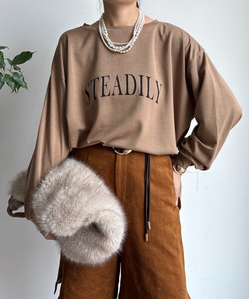 DouDou(ドゥドゥ)の「前後ロゴポンチョプルオーバー(Tシャツ/カットソー・レディース・ブラック/ベージュ/オフホワイト・FREE)」の11枚目の写真