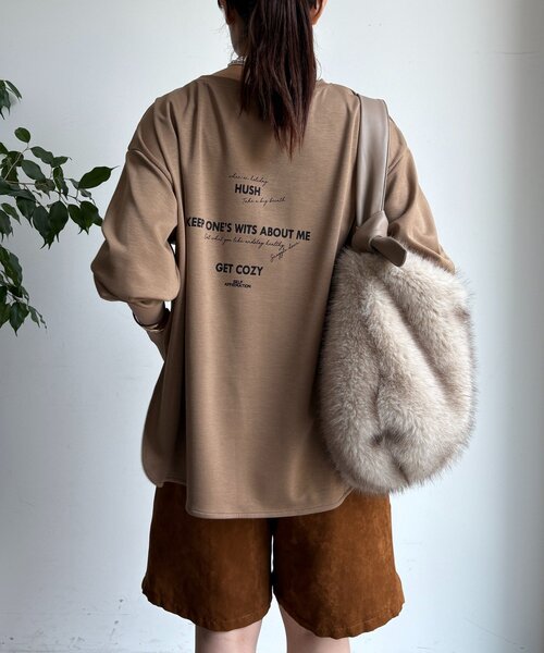 DouDou(ドゥドゥ)の「前後ロゴポンチョプルオーバー(Tシャツ/カットソー・レディース・ブラック/ベージュ/オフホワイト・FREE)」の12枚目の写真