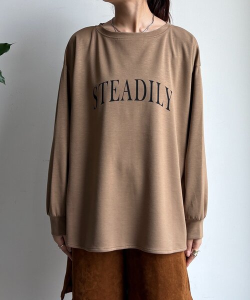 DouDou(ドゥドゥ)の「前後ロゴポンチョプルオーバー(Tシャツ/カットソー・レディース・ブラック/ベージュ/オフホワイト・FREE)」の13枚目の写真