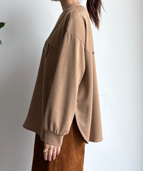DouDou(ドゥドゥ)の「前後ロゴポンチョプルオーバー(Tシャツ/カットソー・レディース・ブラック/ベージュ/オフホワイト・FREE)」の14枚目の写真