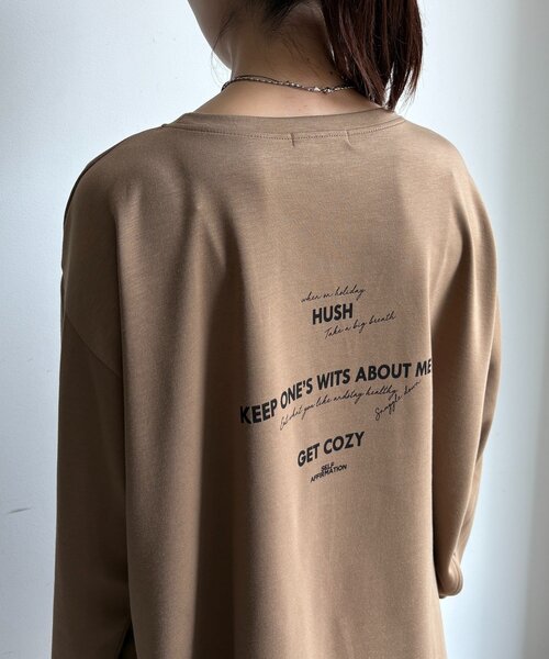 DouDou(ドゥドゥ)の「前後ロゴポンチョプルオーバー(Tシャツ/カットソー・レディース・ブラック/ベージュ/オフホワイト・FREE)」の16枚目の写真