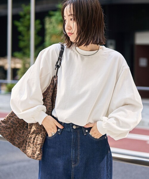 coen(コーエン)の「【再入荷・新色登場】USAコットンボリュームスリーブロンTEE(Tシャツ/カットソー・レディース・ブラック/オフホワイト/その他2/その他1・L/M)」の2枚目の写真