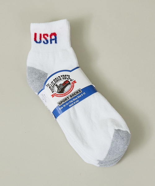 Railroad Sock(レイルロードソック)の「【RAILROAD SOCK /レイルロードソック】 TEAM USAクォーターソックス 3足セット(ソックス/靴下・メンズ・ホワイト・1/2)」の4枚目の写真
