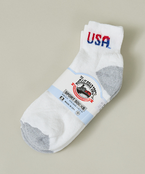 Railroad Sock(レイルロードソック)の「【RAILROAD SOCK /レイルロードソック】 TEAM USAクォーターソックス 3足セット(ソックス/靴下・メンズ・ホワイト・1/2)」の7枚目の写真