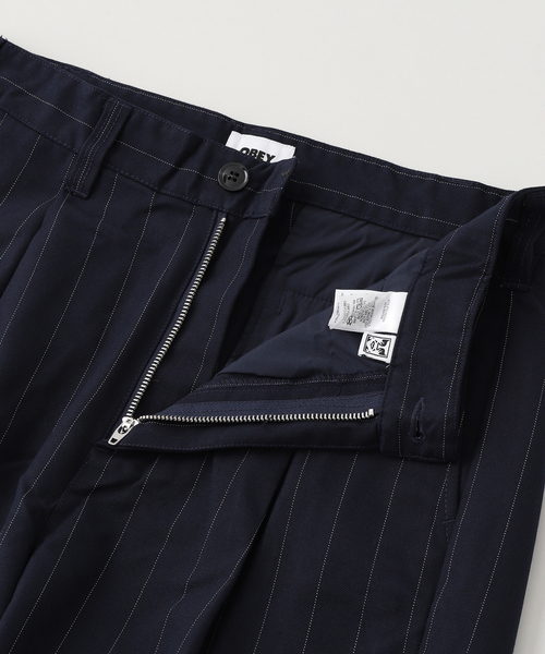 OBEY(オベイ)の「OBEY / オベイ DEAN STRIPE PLEATED PANT(スラックス・メンズ・ブラウン/ネイビー・32/30)」の3枚目の写真