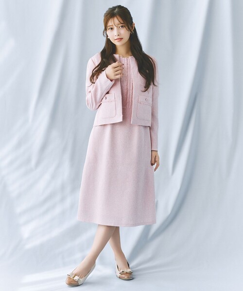 TOCCA（トッカ）の「MIST TWEED ジャケット（ノーカラージャケット・レディース・ブラック系5/ピンク系5・0/2/4/6）」の5枚目の写真