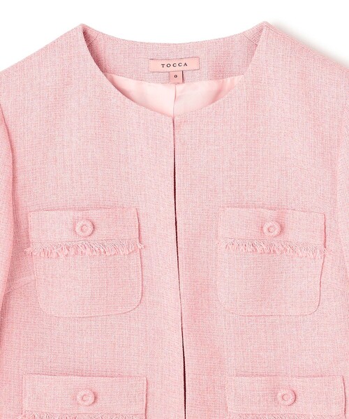 TOCCA（トッカ）の「MIST TWEED ジャケット（ノーカラージャケット・レディース・ブラック系5/ピンク系5・0/2/4/6）」の12枚目の写真