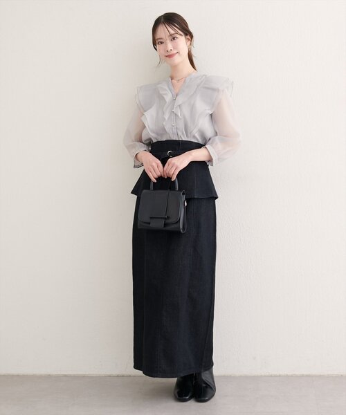 natural couture（ナチュラルクチュール）の「コルセットベルトデニムスカート（スカート・レディース・ブラック/ピンク/インディゴブルー・FREE）」の7枚目の写真