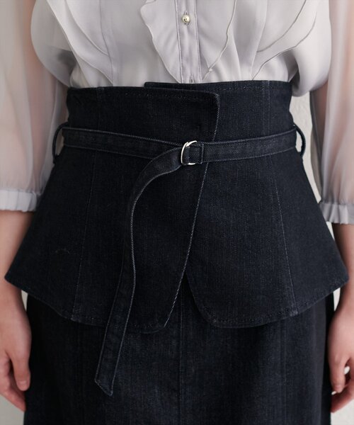 natural couture（ナチュラルクチュール）の「コルセットベルトデニムスカート（スカート・レディース・ブラック/ピンク/インディゴブルー・FREE）」の8枚目の写真