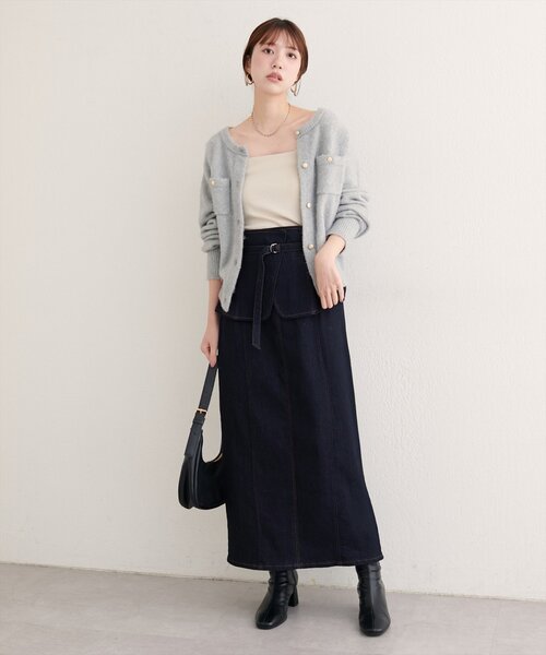 natural couture（ナチュラルクチュール）の「コルセットベルトデニムスカート（スカート・レディース・ブラック/ピンク/インディゴブルー・FREE）」の19枚目の写真
