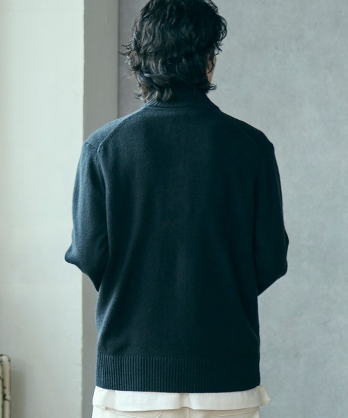 ハイネックフルジップ ウールニットセーター / ドライバーズニット