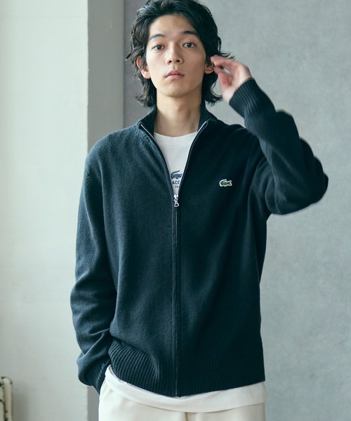 LACOSTE(ラコステ)の「ハイネックフルジップ ウールニットセーター / ドライバーズニット(ニット/セーター・メンズ・グレー/ブラック/ネイビー・3/2/4/5)」の5枚目の写真