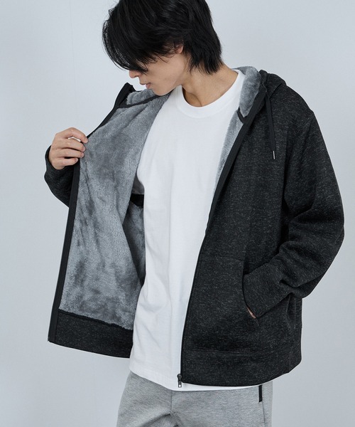 NAVY(ネイビー)の「NAVY MAC-HEAT 裏ボアZIPパーカー(パーカー・メンズ・グレー/ブラック/ネイビー・XL/L/M/S)」の4枚目の写真