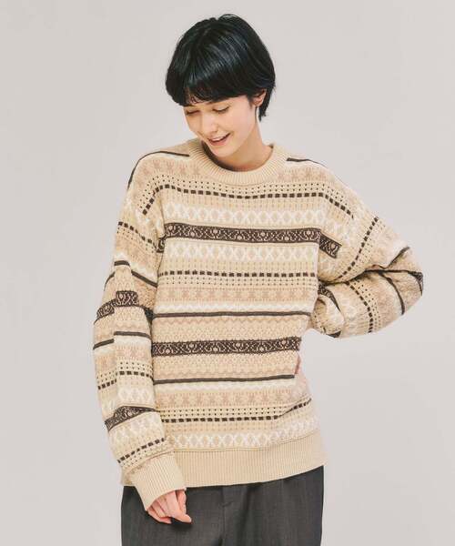 417 EDIFICE（フォーワンセブンエディフィス）の「フェアアイルクルーニット（ニット/セーター・メンズ・ブルー/カーキ/ベージュ・LARGE/MEDIUM）」の11枚目の写真