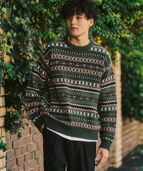 417 EDIFICE（フォーワンセブンエディフィス）の「フェアアイルクルーニット（ニット/セーター・メンズ・ブルー/カーキ/ベージュ・LARGE/MEDIUM）」の14枚目の写真