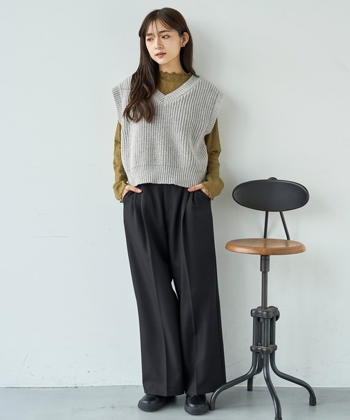 セール】前後2way 畦編みニットベスト【585105】（ベスト）｜mil（ミル