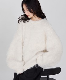 【forksy.】オーバーサイズMIXシャギーニットプルオーバーアイボリー