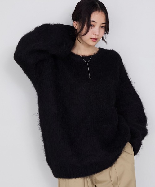 【forksy.】オーバーサイズMIXシャギーニットプルオーバー