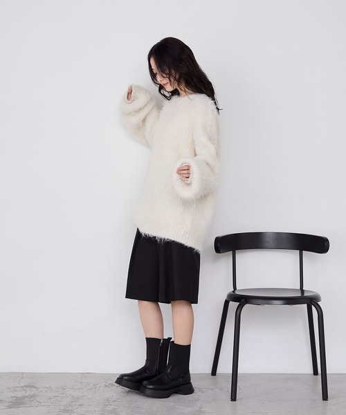 セール】【forksy.】オーバーサイズMIXシャギーニットプルオーバー