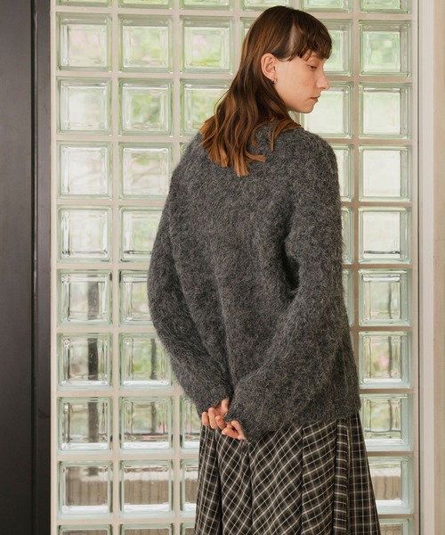 セール】【forksy.】オーバーサイズMIXシャギーニットプルオーバー