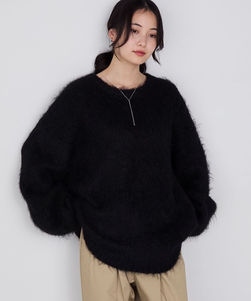 forksy.】オーバーサイズMIXシャギーニットプルオーバー forksy.│MONO