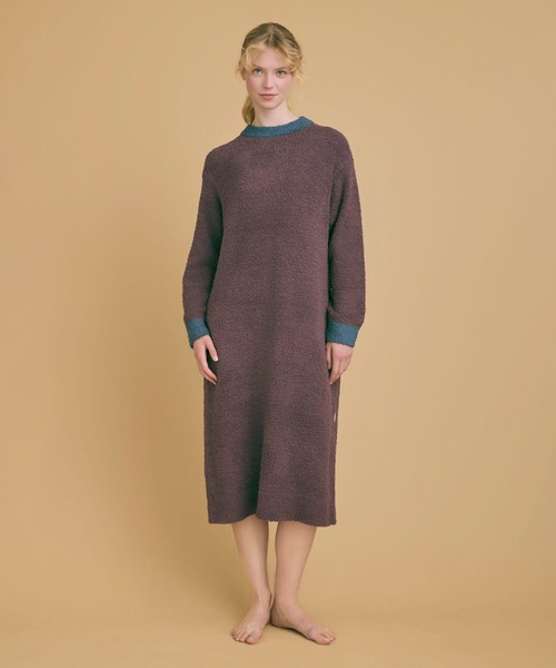 une nana cool(ウンナナクール)の「カラーブロッキング ワンピース(ルームワンピース・レディース・ブラウン/クリーム・M-L)」の2枚目の写真